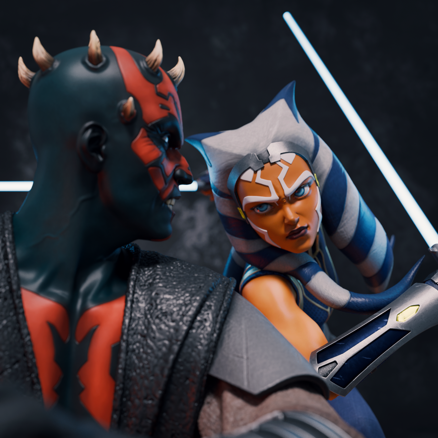 Ahsoka and Maul style Sci-Fi Dual Warrior resin kit – Unpainted 3D Printed Model kit
