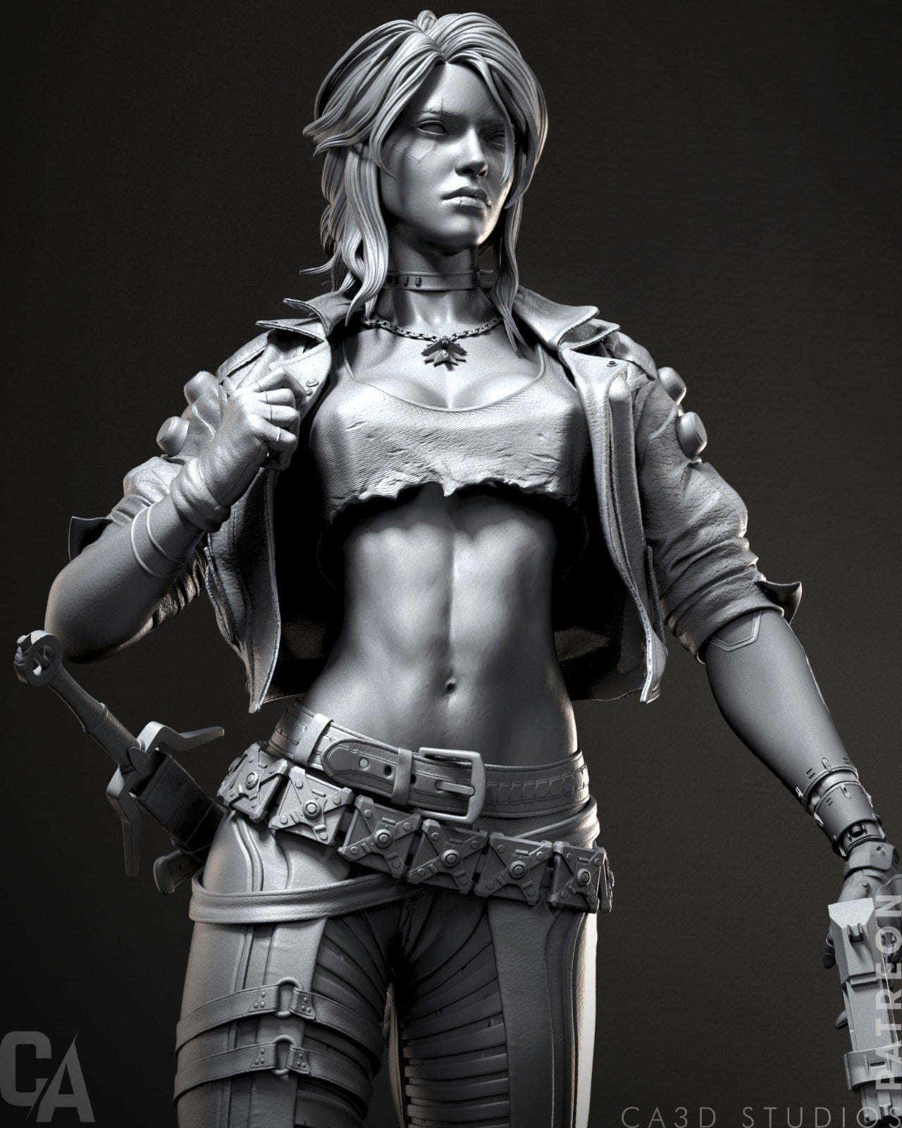 Cyberpunk Ciri style Future Swordslinger Girl resin kit – Unpainted 3D Printed Model kit