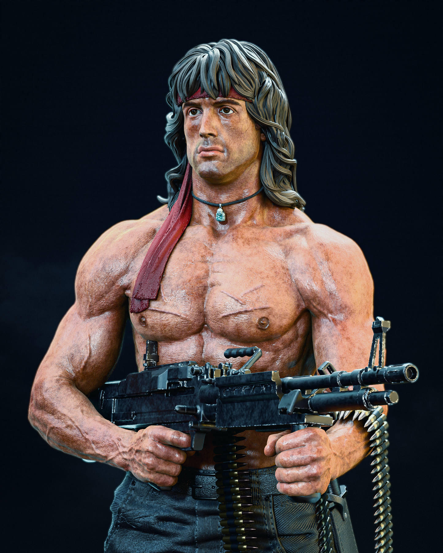 Rambo style Jungle Fury Warrior resin kit – Unpainted 3D Printed Model kit