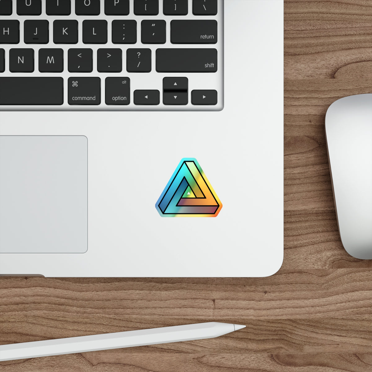 Color Gradient Penrose Triangle Sticker - Cyberpunk Vaporwave Event Horizon Edgerunners Glitch Astropunk Impossible Object Holographic Decal