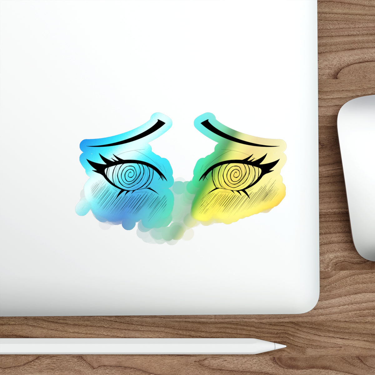 Ahegao Hypno Eyes Holographic Sticker – Anime Face Expression Decal for Laptop, Water Bottle, Journal, or Car