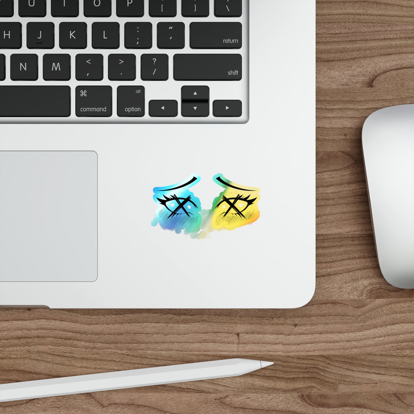 Ahegao X out Eyes Holographic Sticker – Anime Face Expression Decal for Laptop, Water Bottle, Journal, or Car