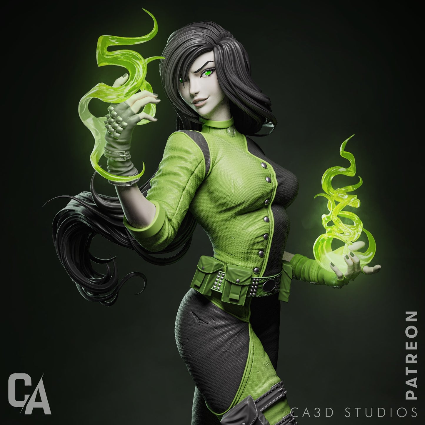 Shego style Villainous Vibe Girl resin kit – Unpainted 3D Printed Model kit
