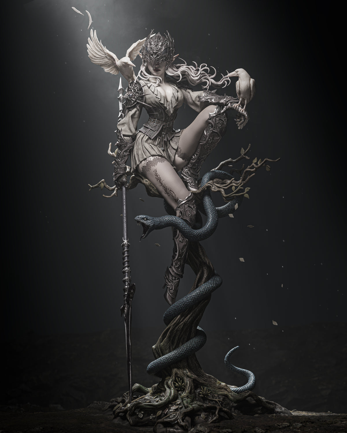 Lenora Queen of Crows Style Fantasy Unpainted Resin Garage Model Kit (1/6-1/12)