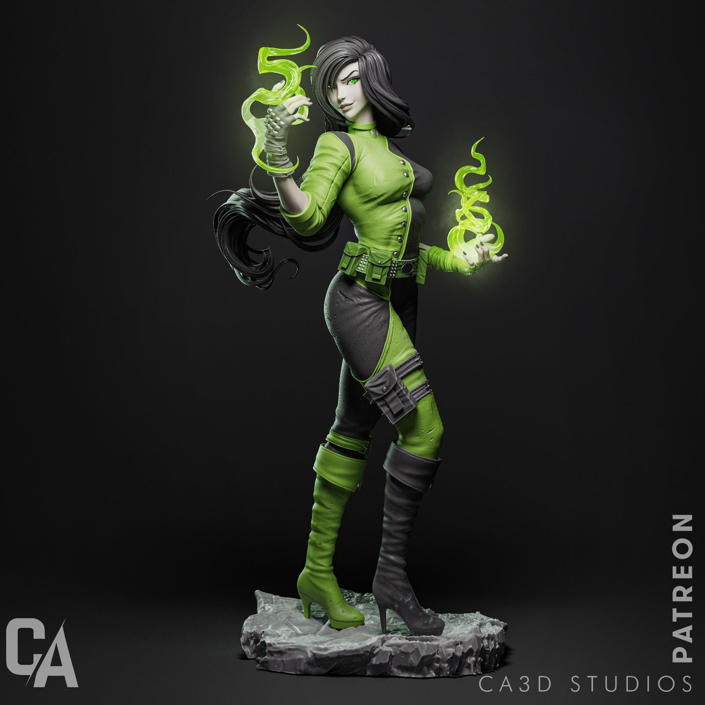Shego style Villainous Vibe Girl resin kit – Unpainted 3D Printed Model kit