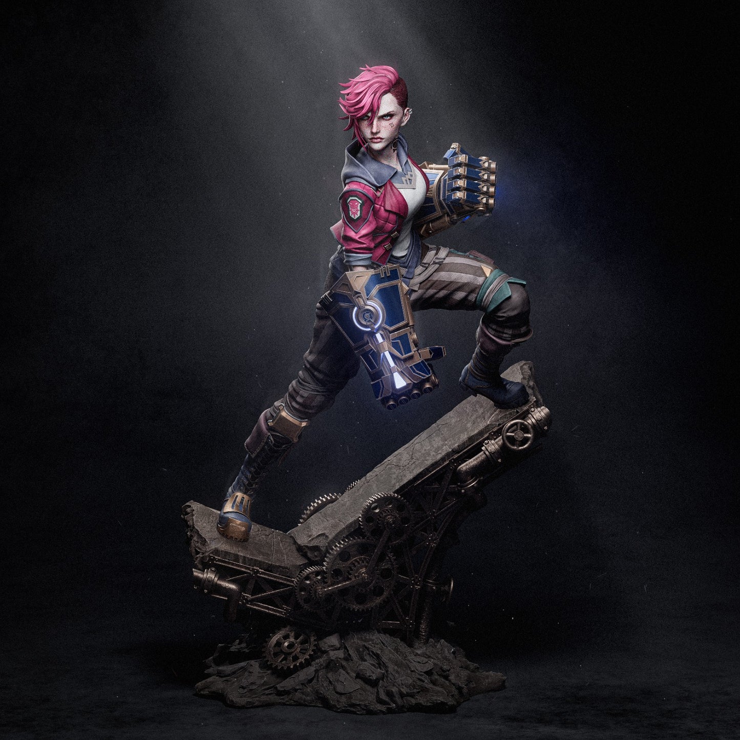 Vi style Hextech Brawler Girl resin kit – Unpainted 3D Printed Model kit