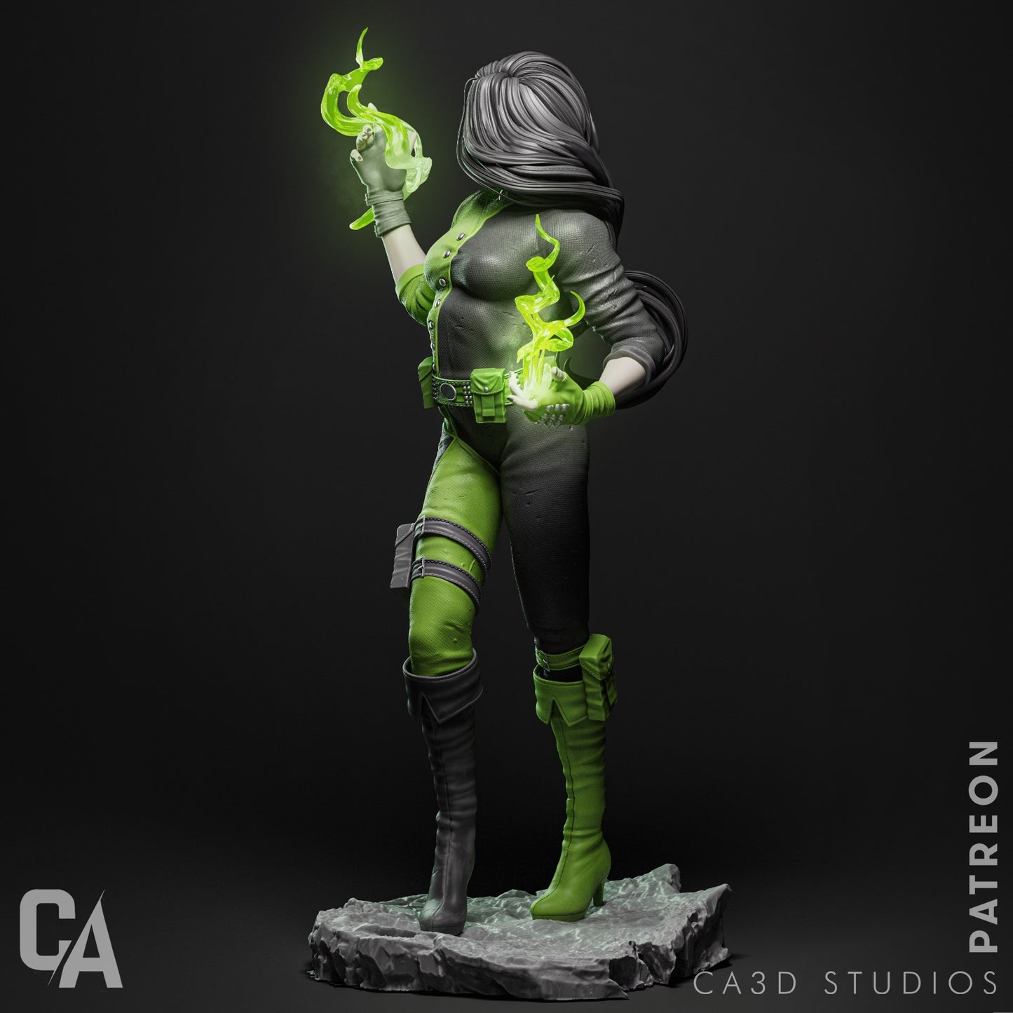 Shego style Villainous Vibe Girl resin kit – Unpainted 3D Printed Model kit