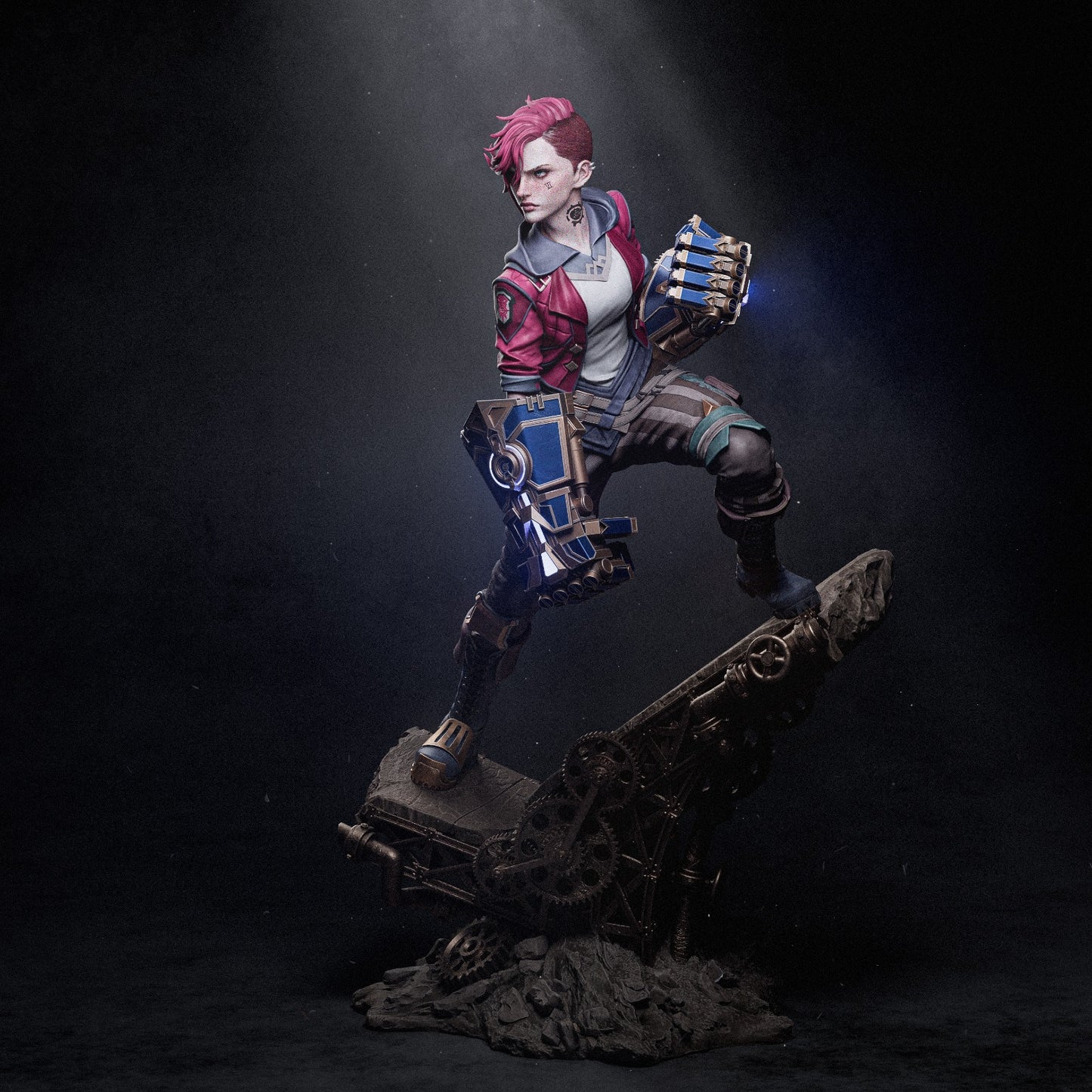 Vi style Hextech Brawler Girl resin kit – Unpainted 3D Printed Model kit