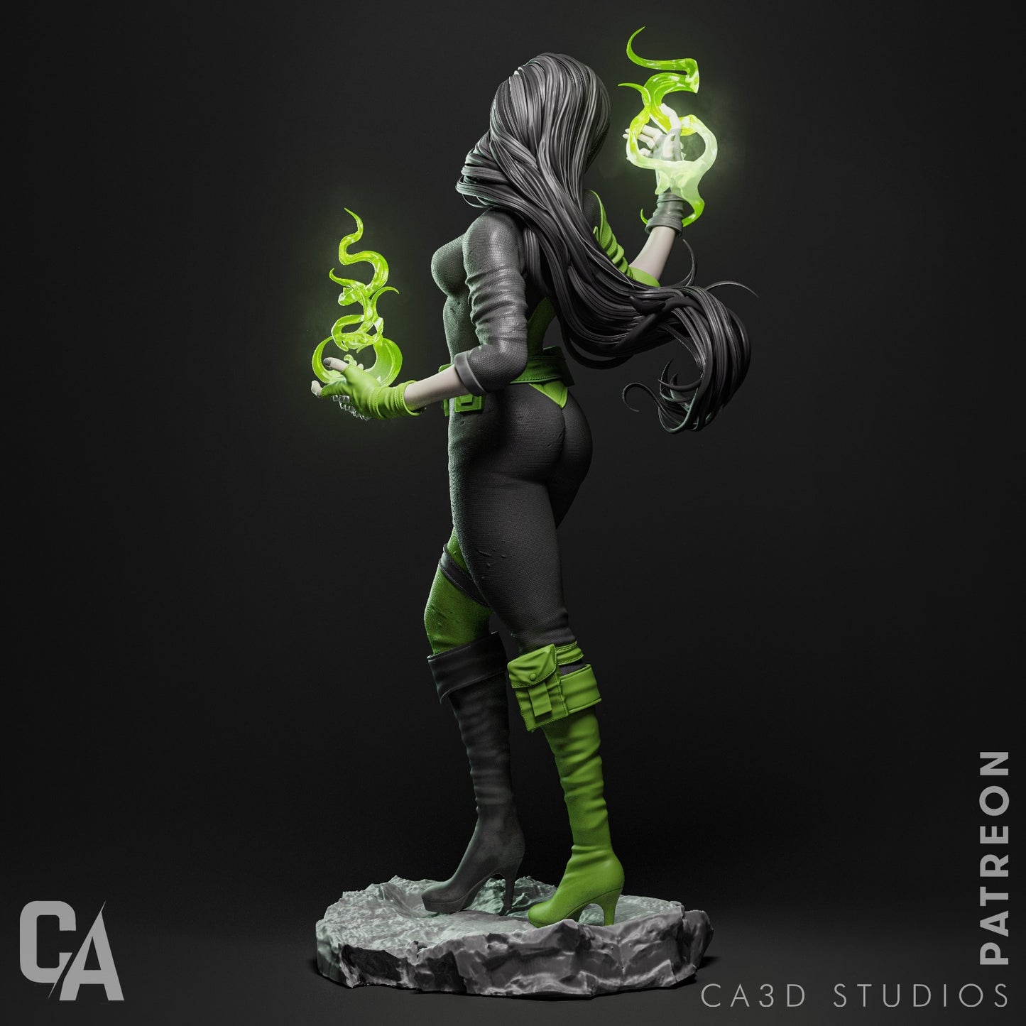 Shego style Villainous Vibe Girl resin kit – Unpainted 3D Printed Model kit