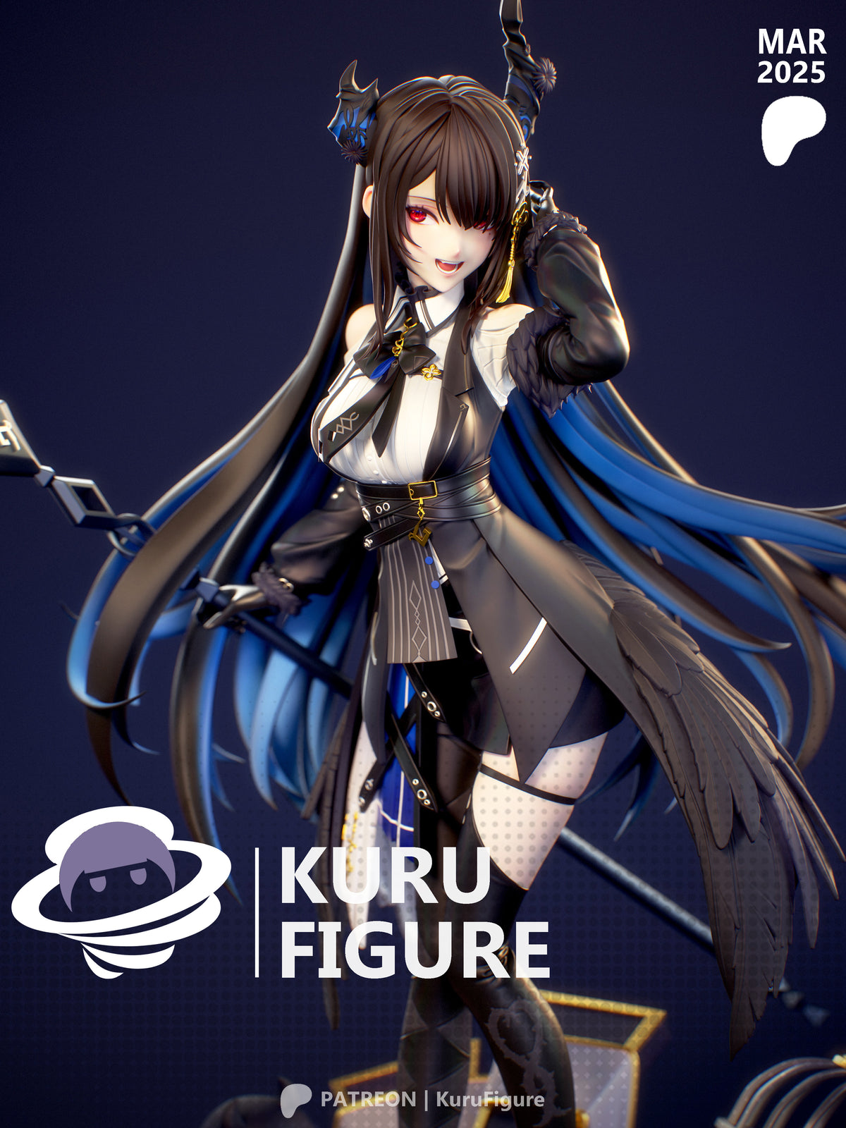Nerissa Ravencroft Style VTuber Unpainted Resin Kit (1/6-1/12)