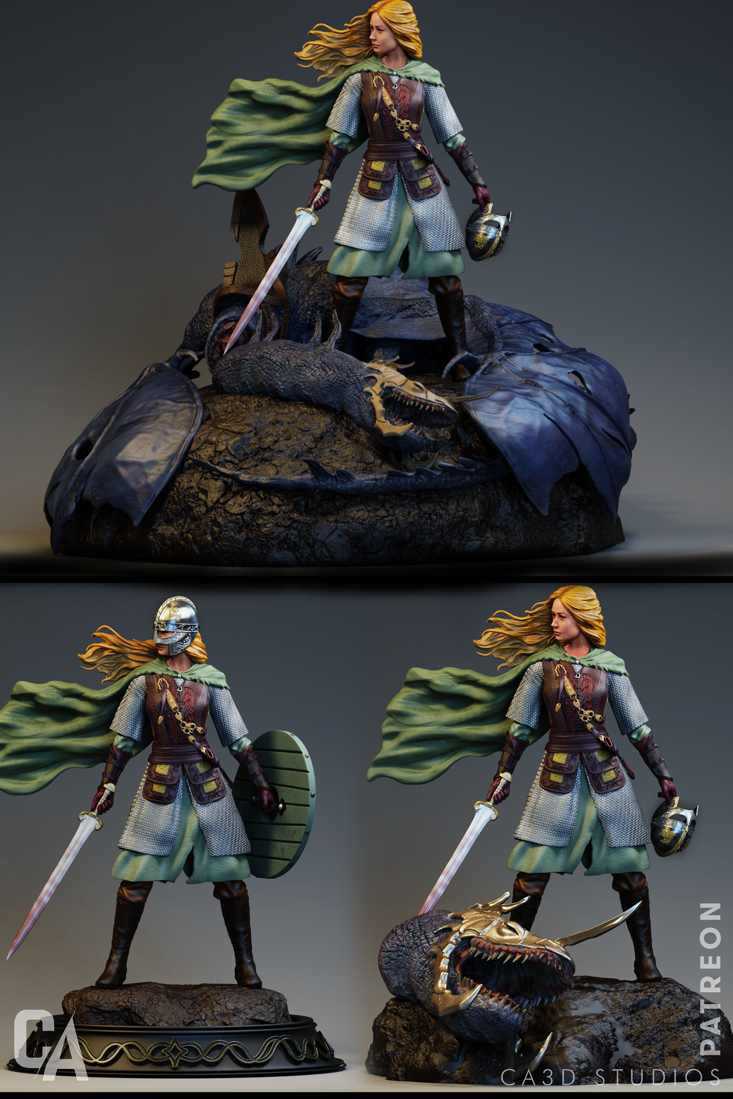 Eowyn style Shieldmaiden resin kit – Unpainted 3D Printed Model kit
