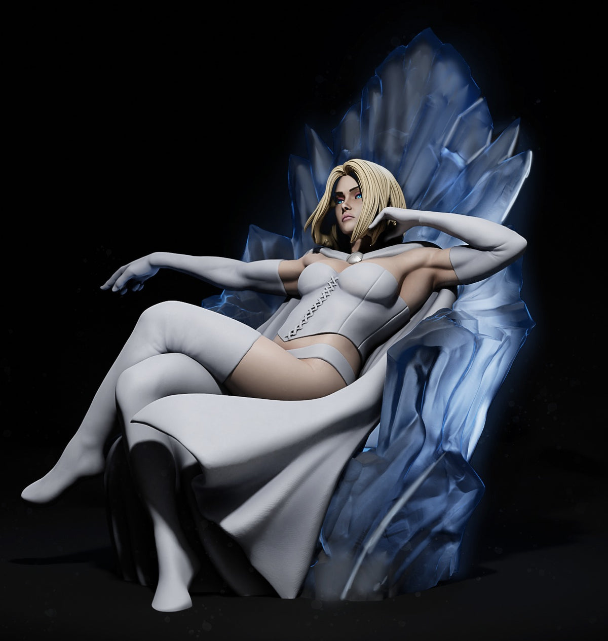 Emma Frost on Throne Style X-Men Marvel Unpainted Resin Garage Kit (1/6-1/12)