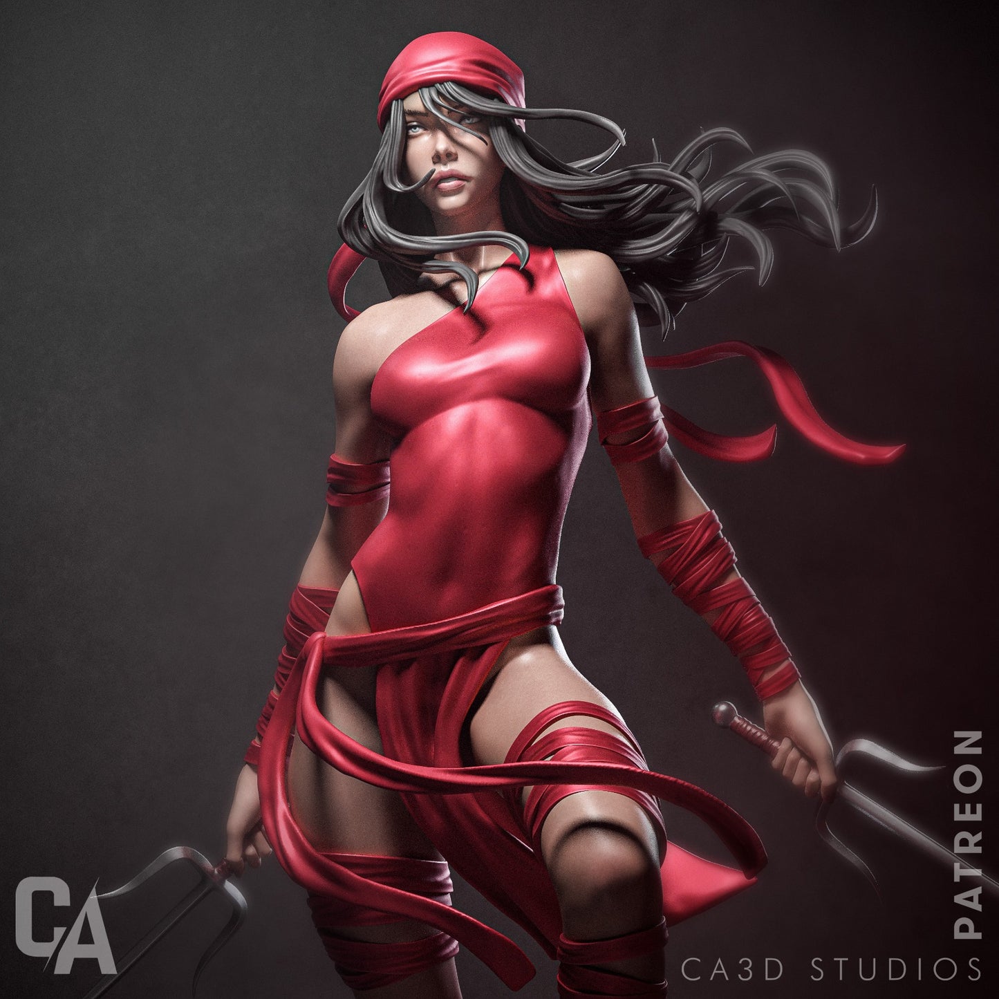 Elektra style Crimson Shadow Girl resin kit – Unpainted 3D Printed Model kit