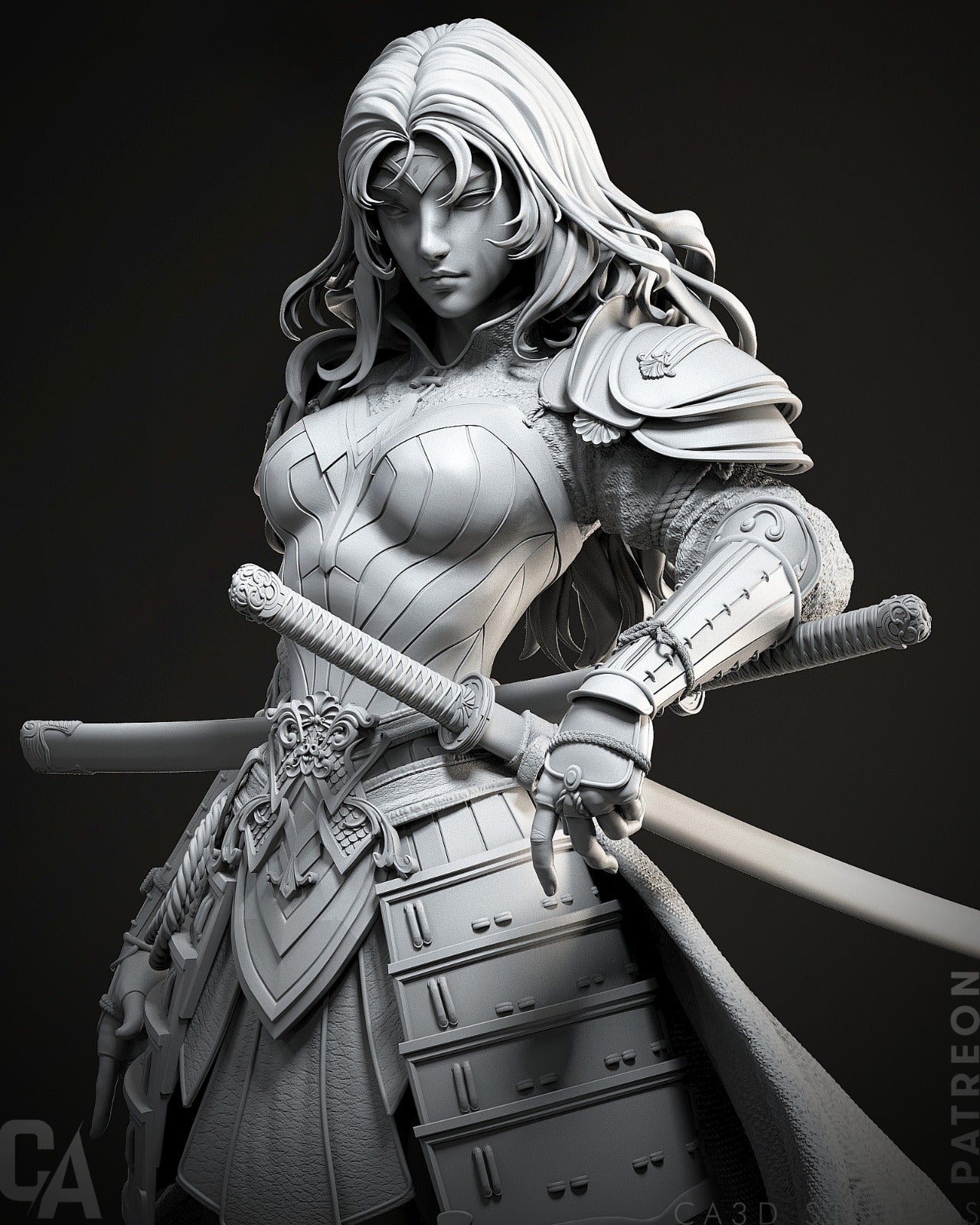 Samurai Wonder Woman style Bushido Champion Girl resin kit – Unpainted 3D Printed Model kit