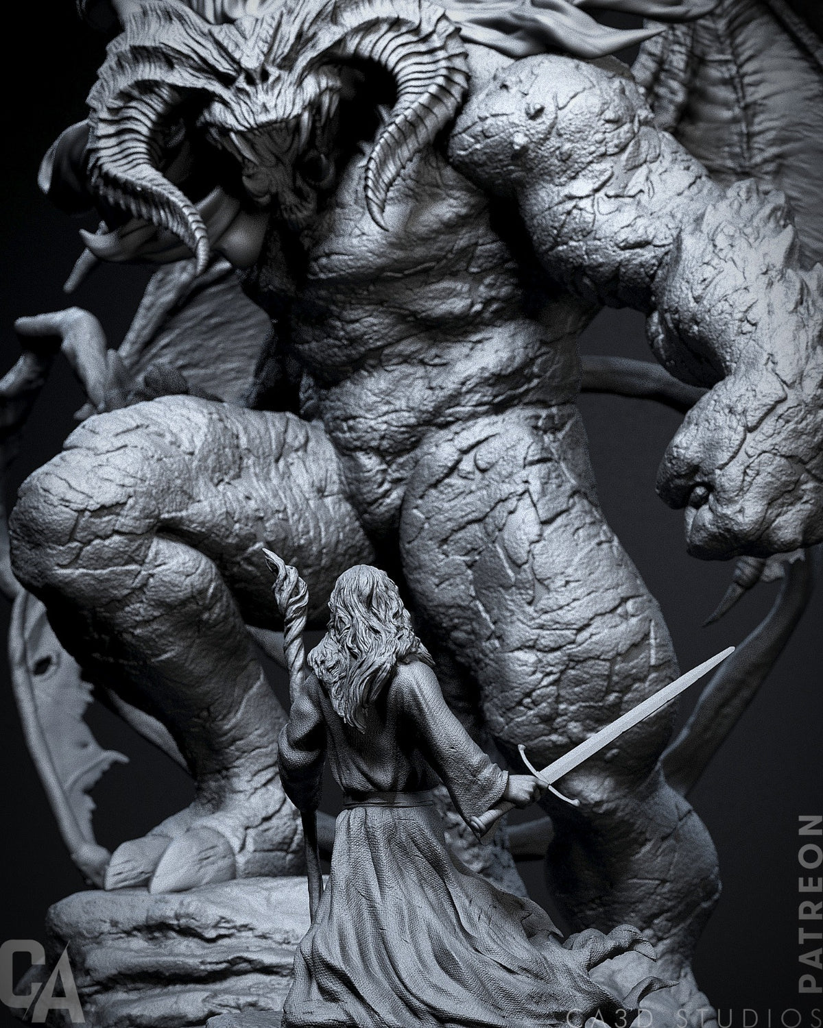 Gandalf vs Balrog Style Lord of the Rings LOTR Unpainted Resin Garage (1/6-1/12)