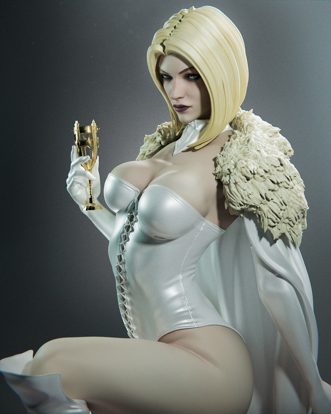 Emma Frost style Diamond Psychic Girl resin kit – Unpainted 3D Printed Model kit
