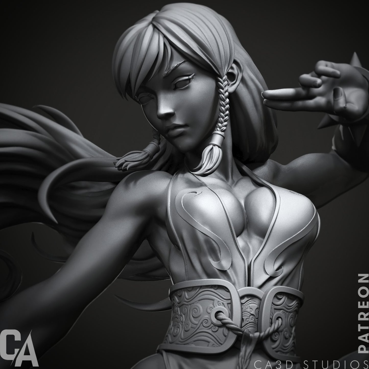 Chun-Li styleSpinning Kick Fighting Heroine resin kit – Unpainted 3D Printed Model kit