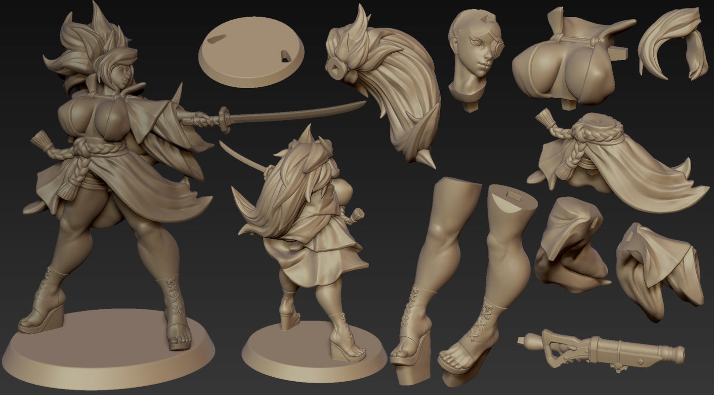 Baiken style Bladed Temptation Girl resin kit – Unpainted 3D Printed Model kit