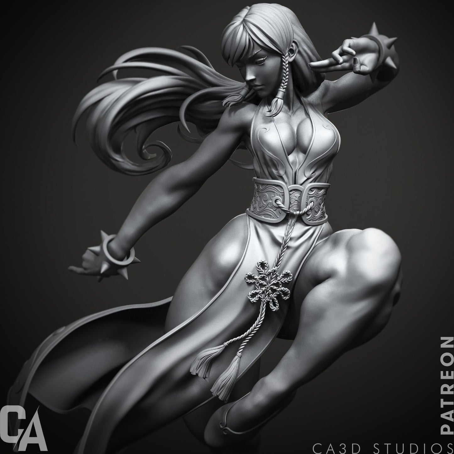 Chun-Li styleSpinning Kick Fighting Heroine resin kit – Unpainted 3D Printed Model kit