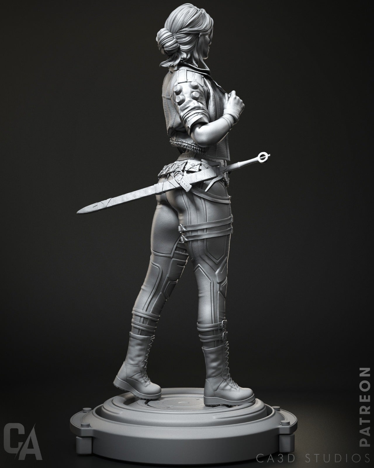 Cyberpunk Ciri style Future Swordslinger Girl resin kit – Unpainted 3D Printed Model kit