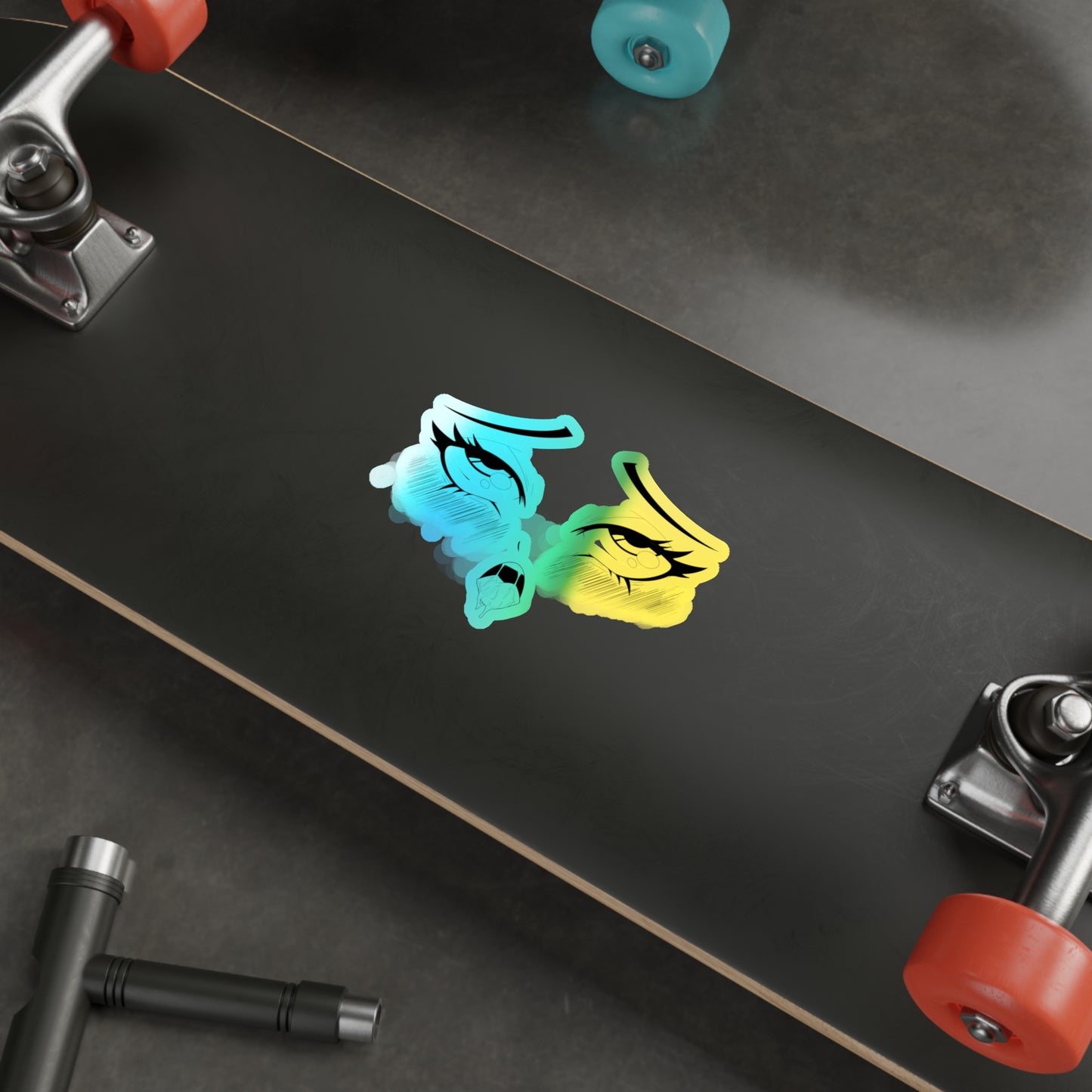 Ahegao Rolling Eyes with Mouth Holographic Sticker – Anime Face Expression Decal for Laptop, Water Bottle, Journal, or Car
