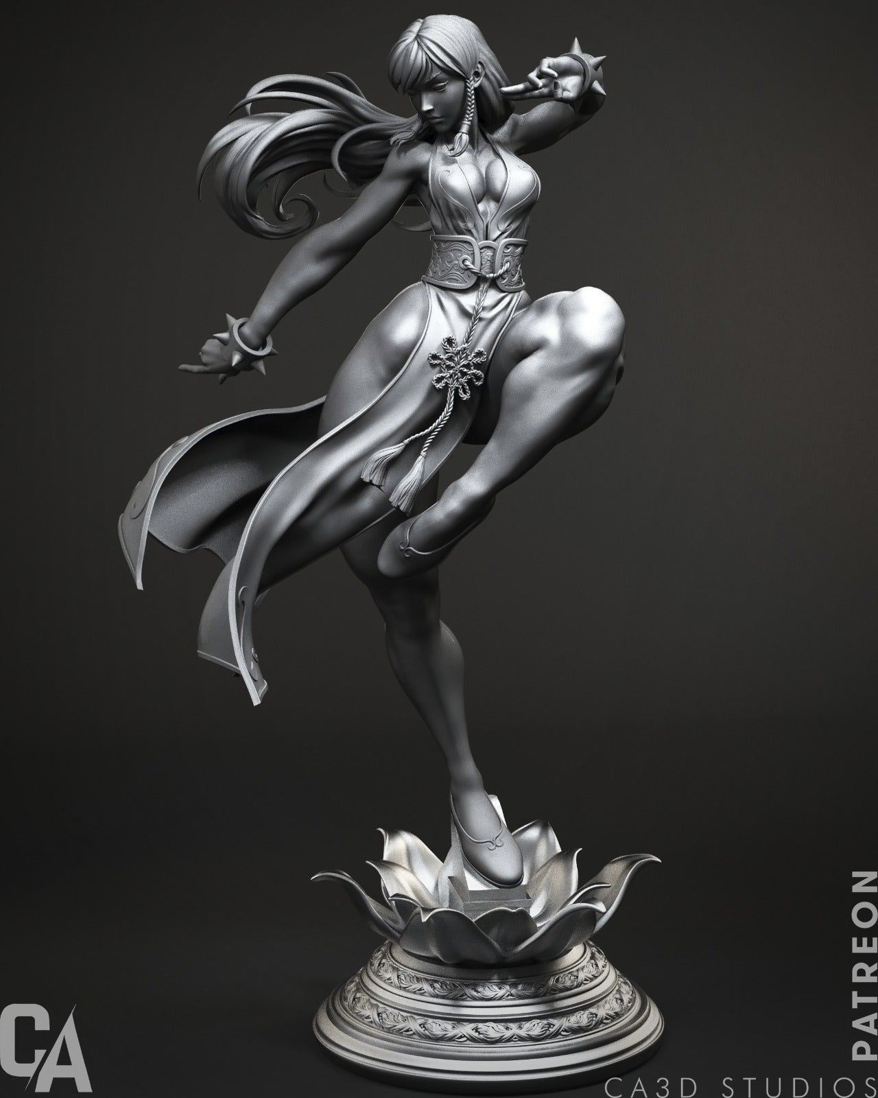 Chun-Li styleSpinning Kick Fighting Heroine resin kit – Unpainted 3D Printed Model kit