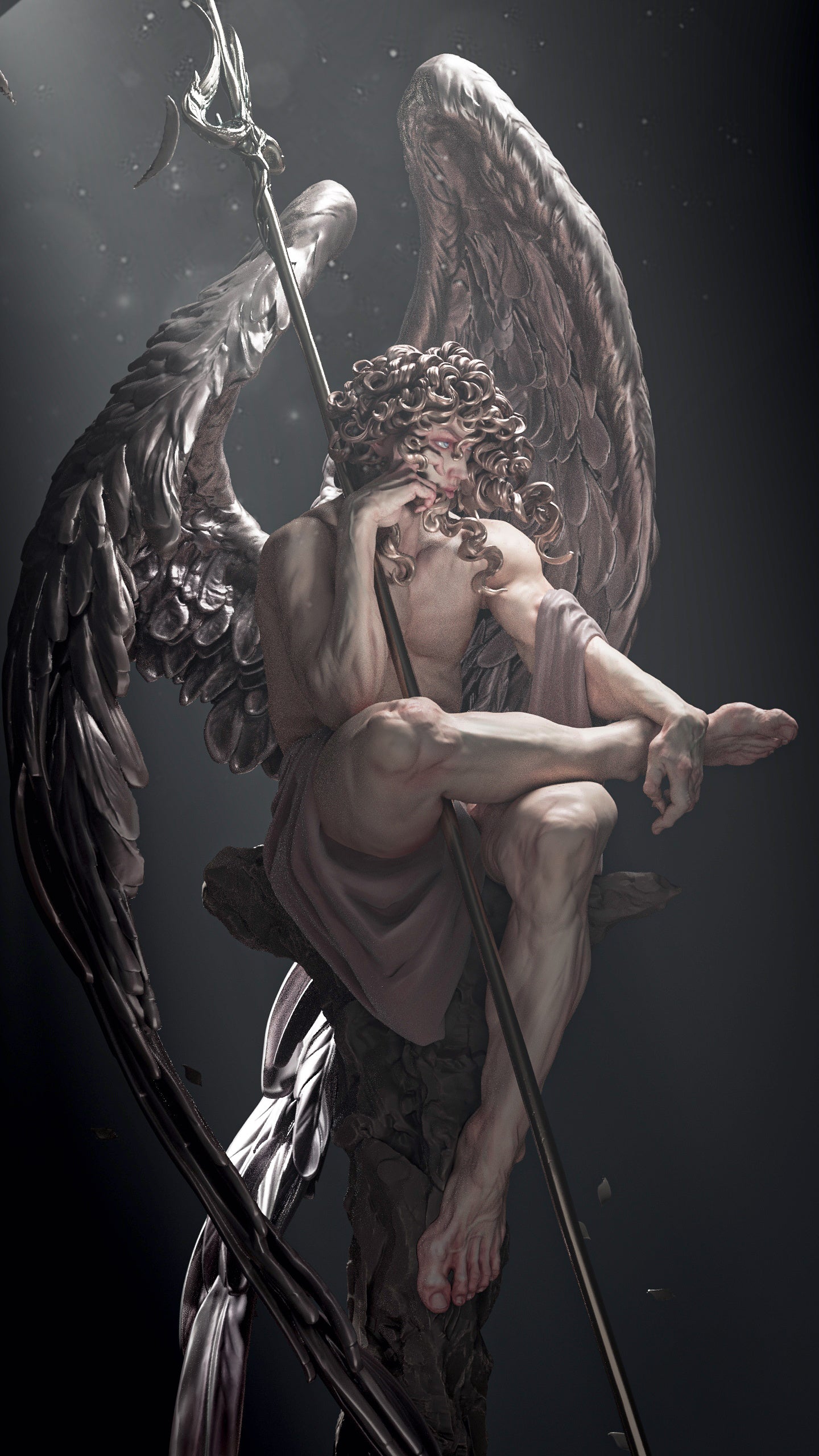 Sorrowful Fallen Angel Fantasy Unpainted Resin Garage Model Kit (1/6-1/12)