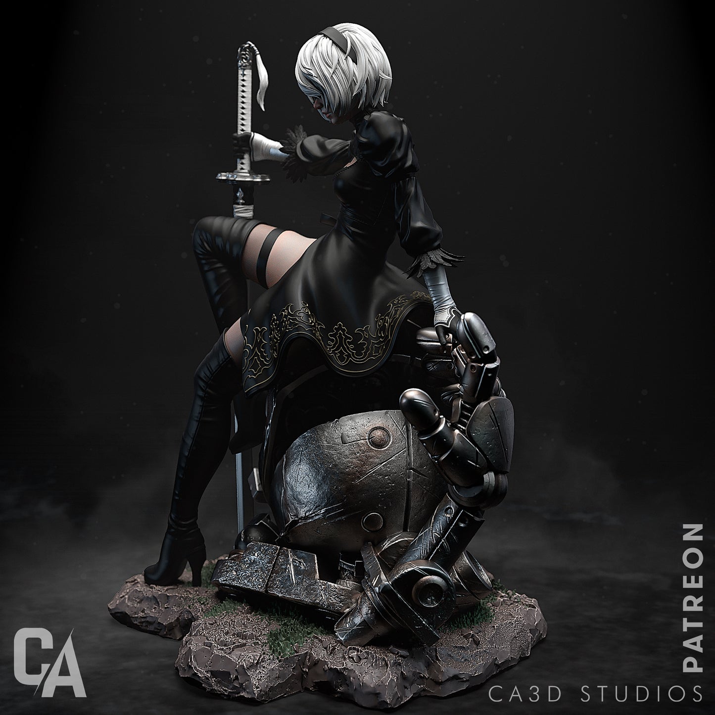 2b style Android Warrior Girl resin kit – Unpainted 3D Printed Model kit