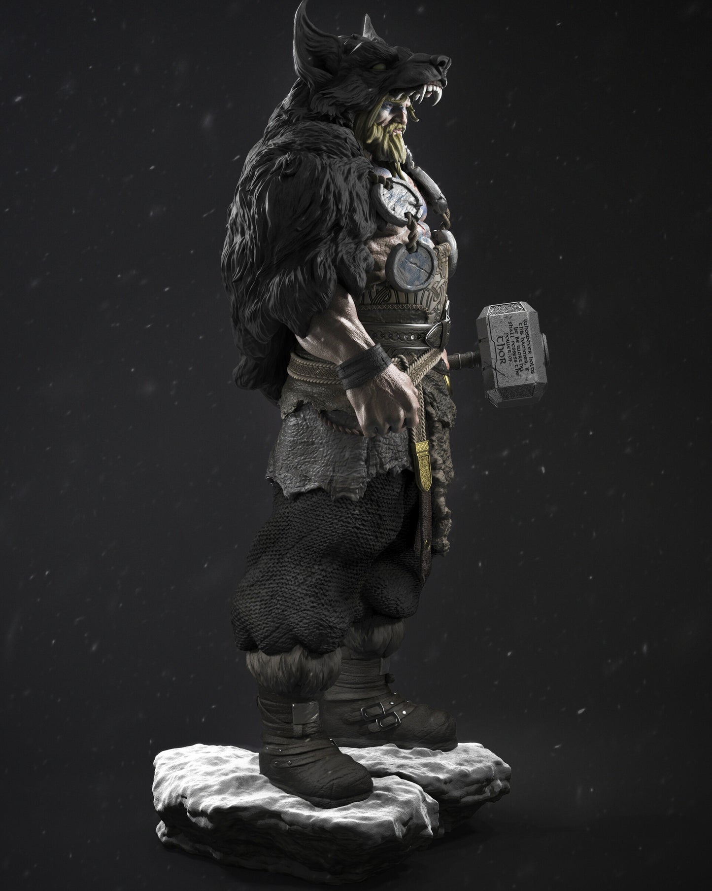 Thor style Barbarian Thunder God KIT – Unpainted and Unassembed 3D Printed figure KIT – Norse Warrior Hobby Kit