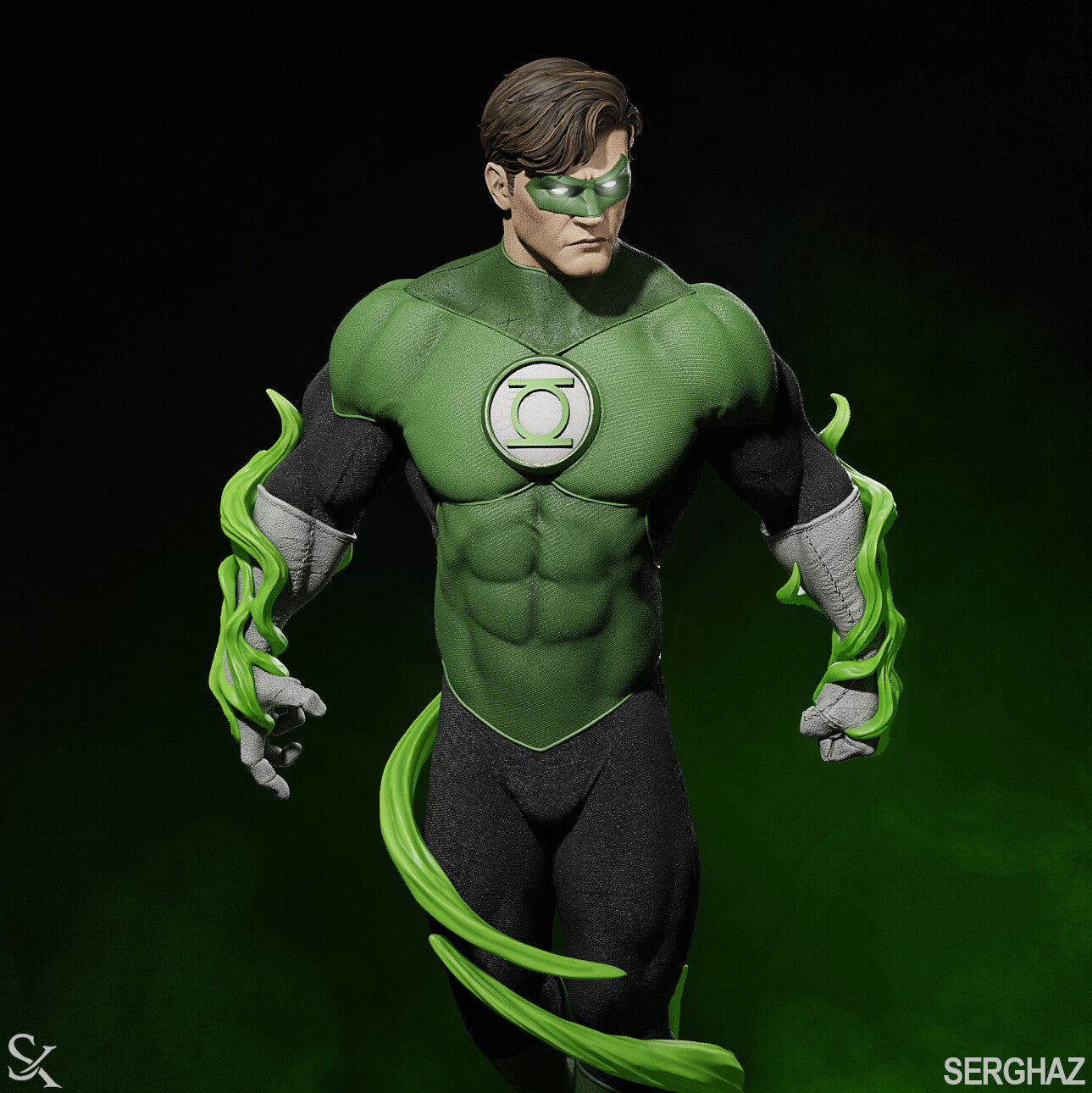 Green Lantern style Emerald Force Hero resin kit – Unpainted 3D Printed Model kit
