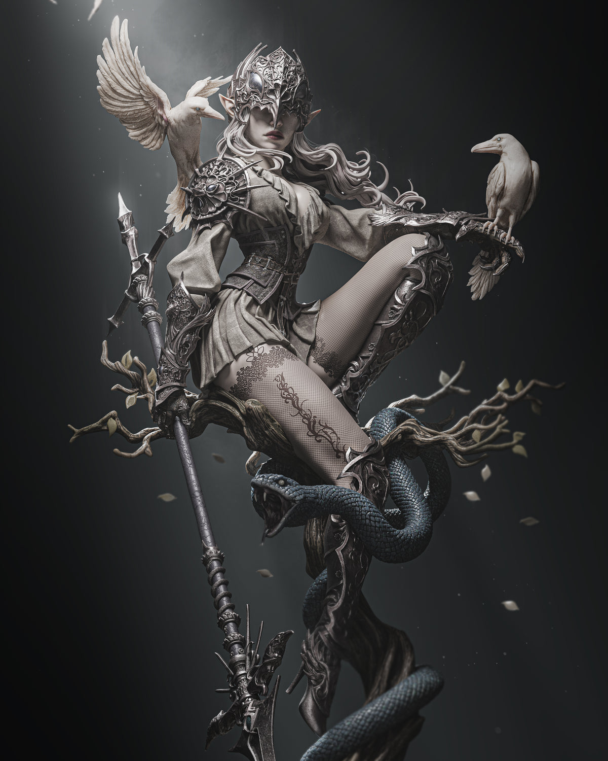 Lenora Queen of Crows Style Fantasy Unpainted Resin Garage Model Kit (1/6-1/12)