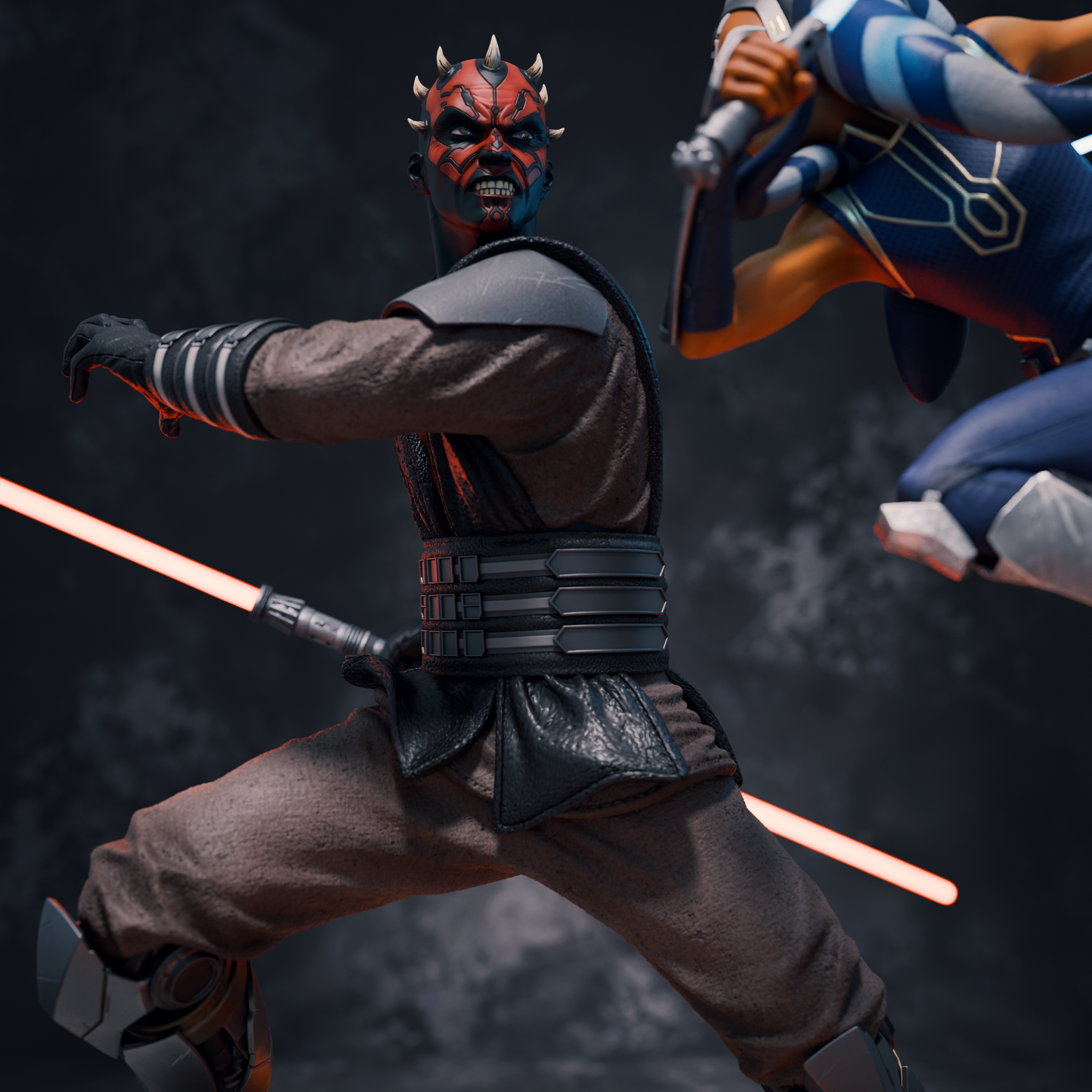 Ahsoka and Maul style Sci-Fi Dual Warrior resin kit – Unpainted 3D Printed Model kit