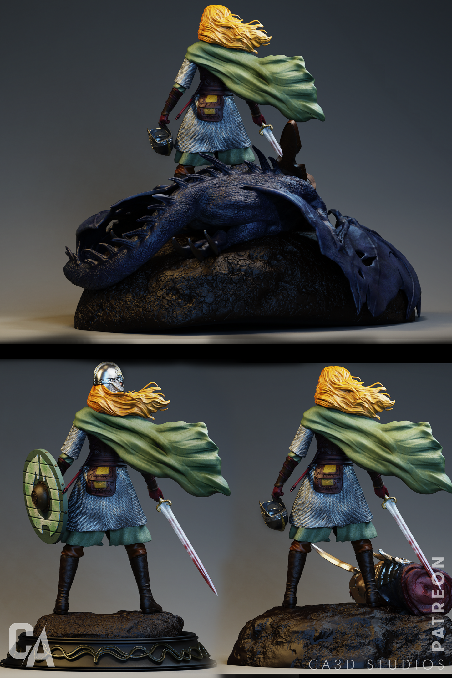 Eowyn style Shieldmaiden resin kit – Unpainted 3D Printed Model kit