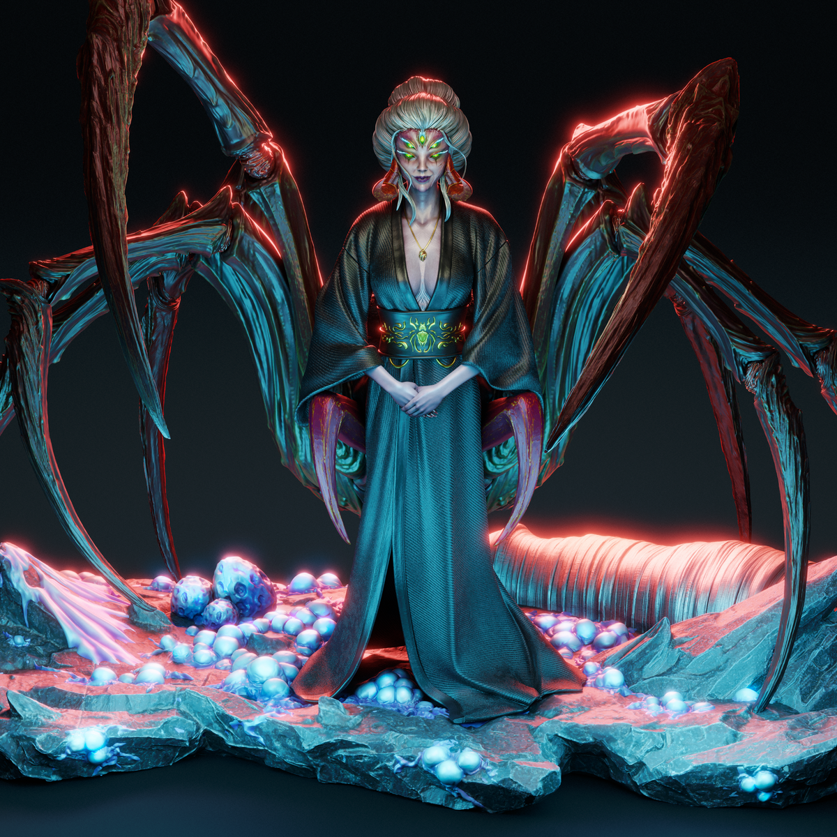 Queen Spider Demon Yokai OC Style Monster Unpainted Resin Garage Kit (1/6-1/12)