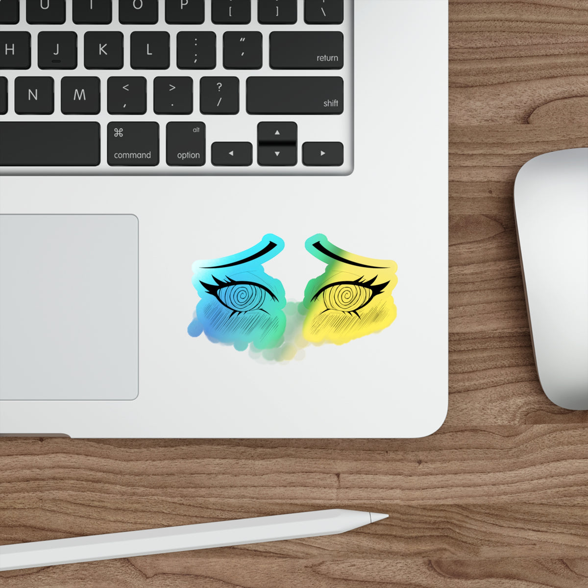 Ahegao Hypno Eyes Holographic Sticker – Anime Face Expression Decal for Laptop, Water Bottle, Journal, or Car