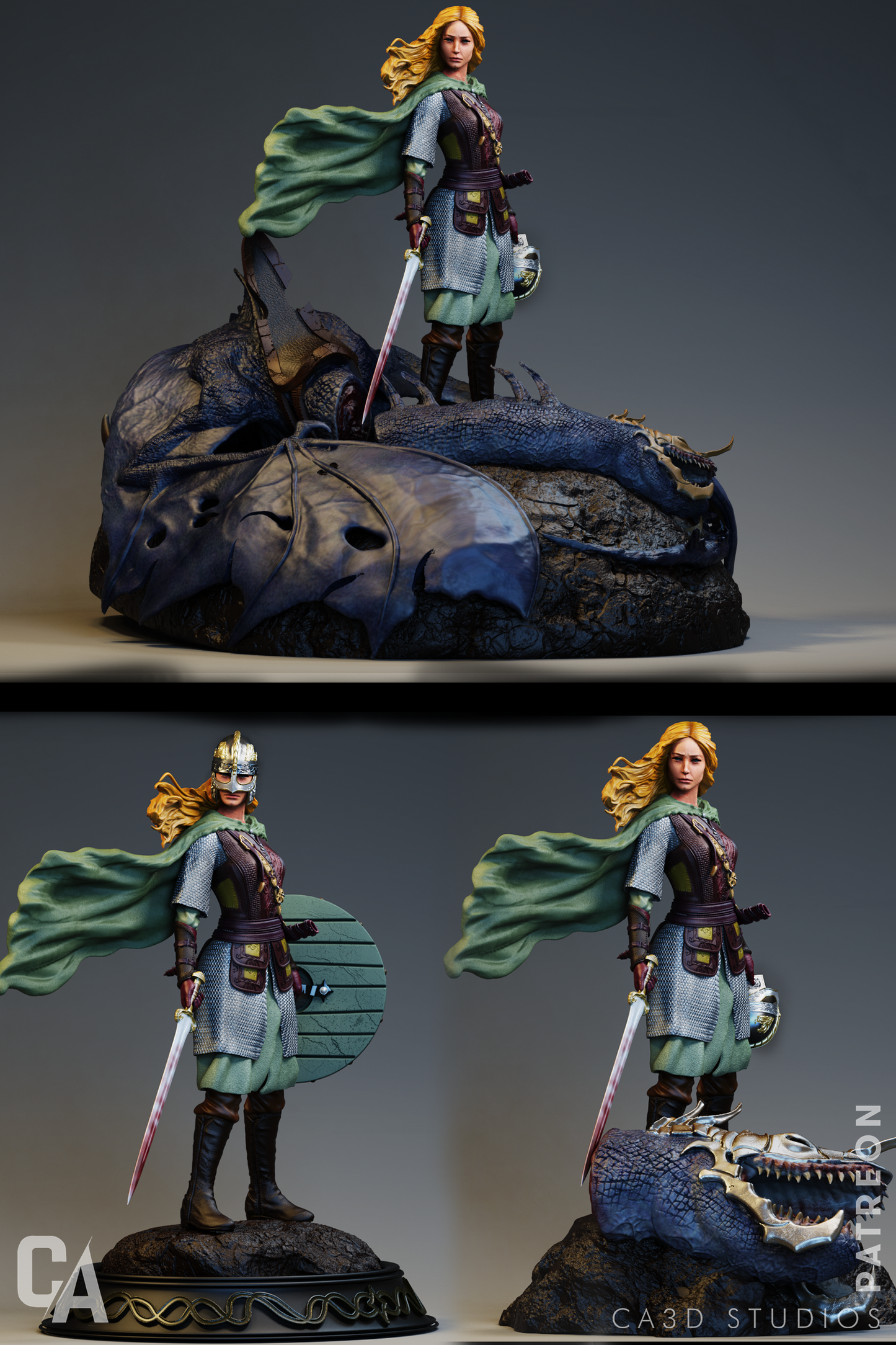Eowyn style Shieldmaiden resin kit – Unpainted 3D Printed Model kit