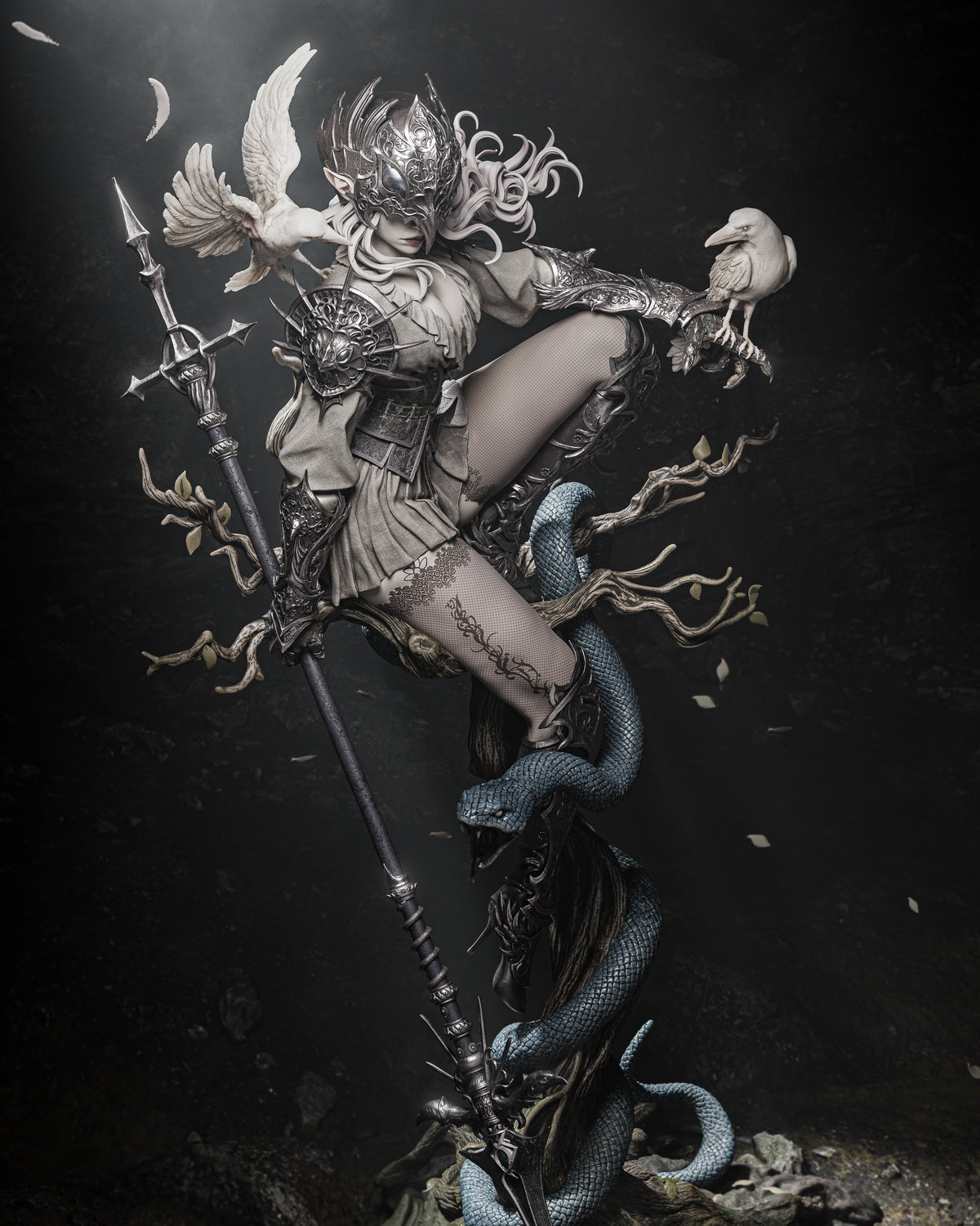 Lenora Queen of Crows Style Fantasy Unpainted Resin Garage Model Kit (1/6-1/12)