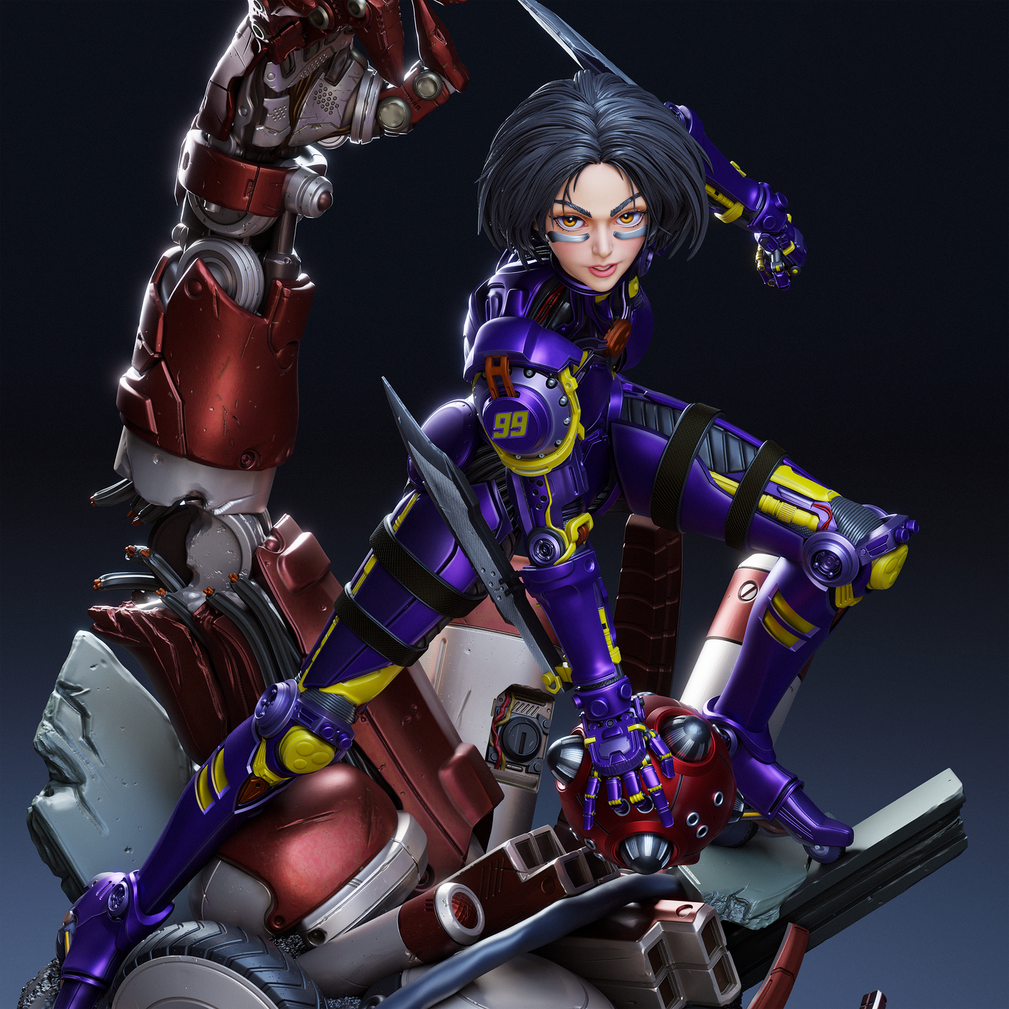 Alita style Cybernetic Warrior Derby Girl resin kit – Unpainted 3D Printed Model kit