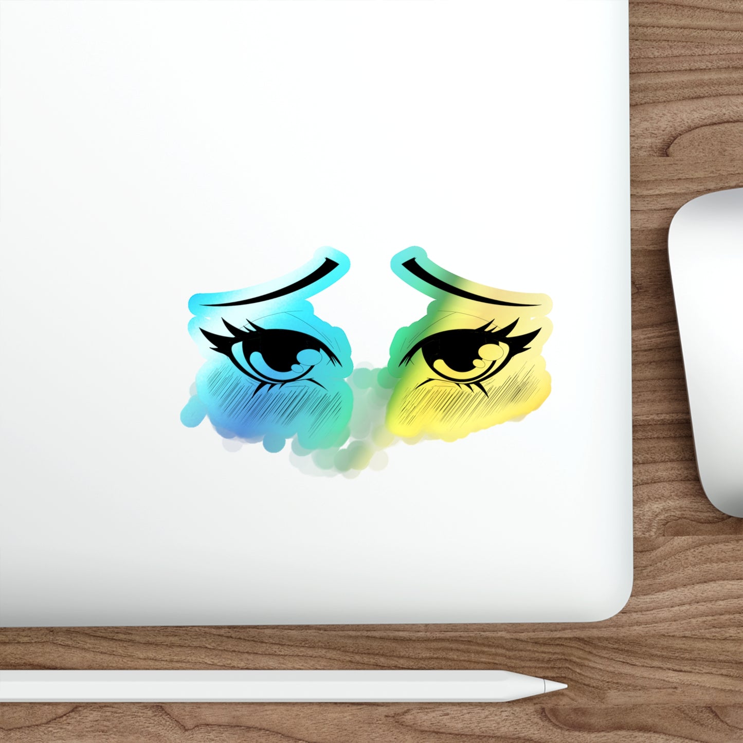 Ahegao Eyes Holographic Sticker – Anime Face Expression Decal for Laptop, Water Bottle, Journal, or Car