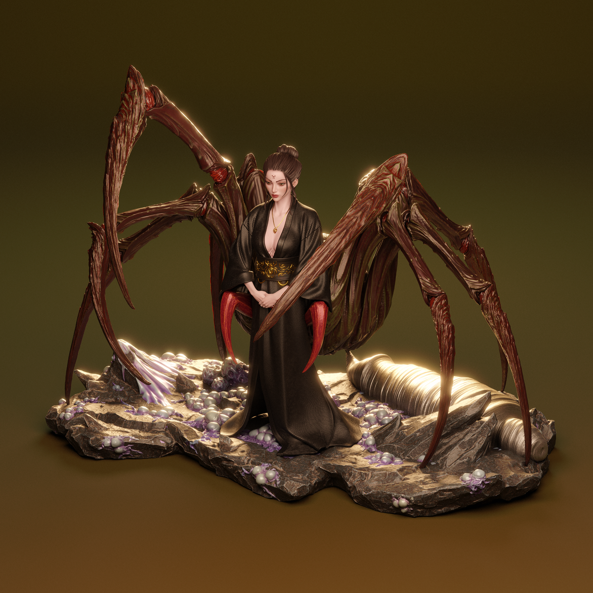 Queen Spider Demon Yokai OC Style Monster Unpainted Resin Garage Kit (1/6-1/12)