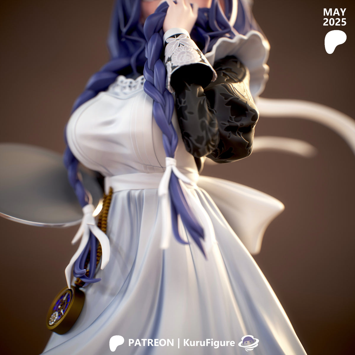 Maid Ouro Kronii Style VTuber Unpainted Resin Garage Kit (1/6-1/12)