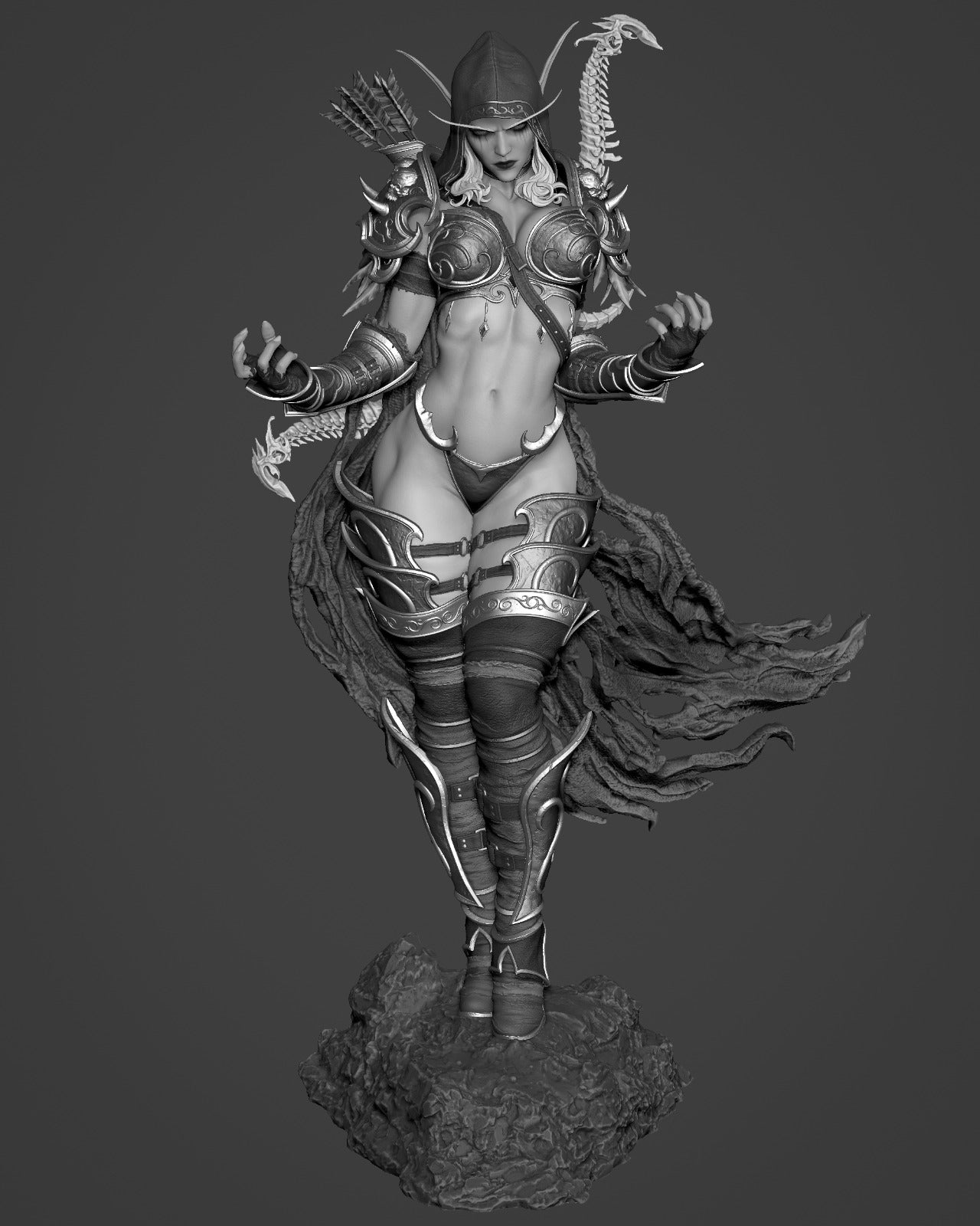 Sylvanas style Dark Ranger Girl resin kit – Unpainted 3D Printed Model kit