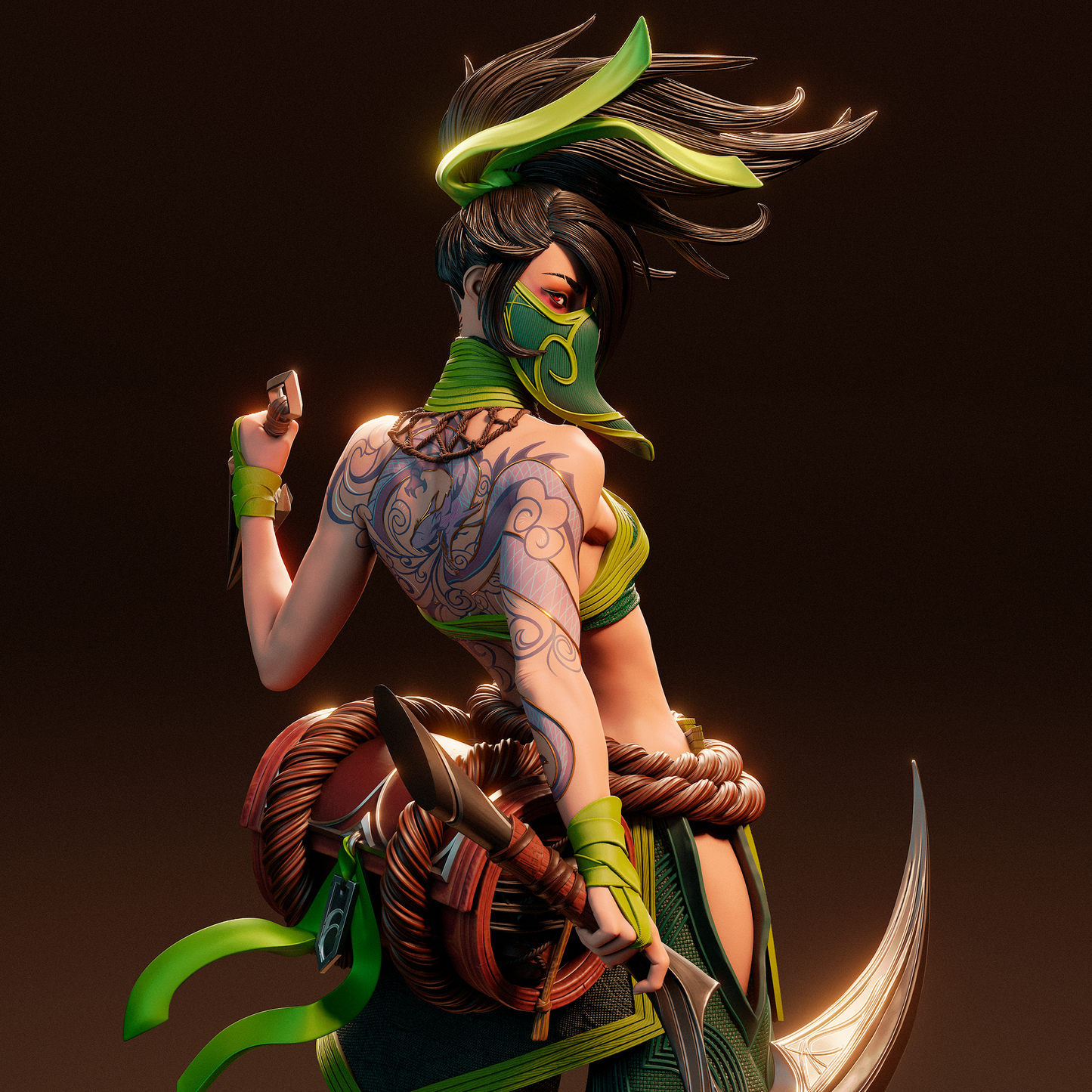 Akali style Shadow Assassin Girl resin kit – Unpainted 3D Printed Model kit