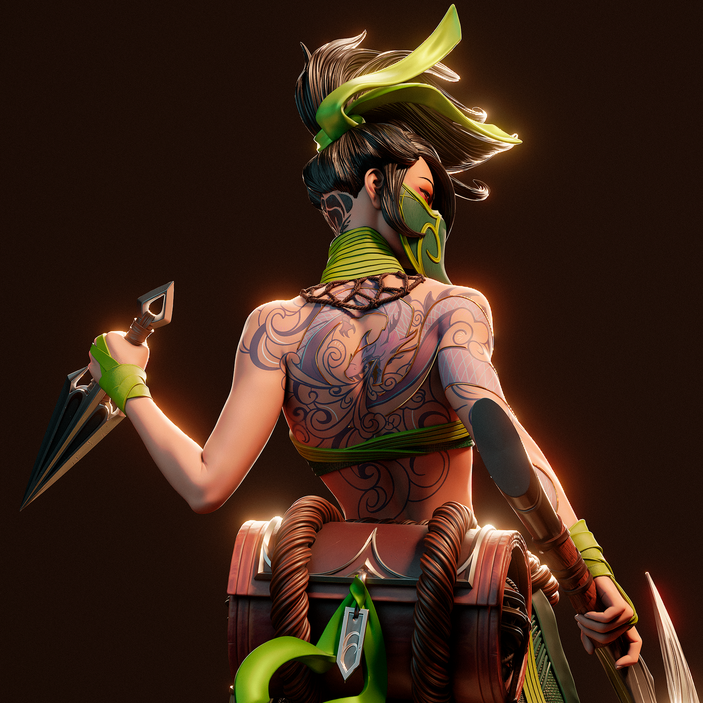 Akali style Shadow Assassin Girl resin kit – Unpainted 3D Printed Model kit