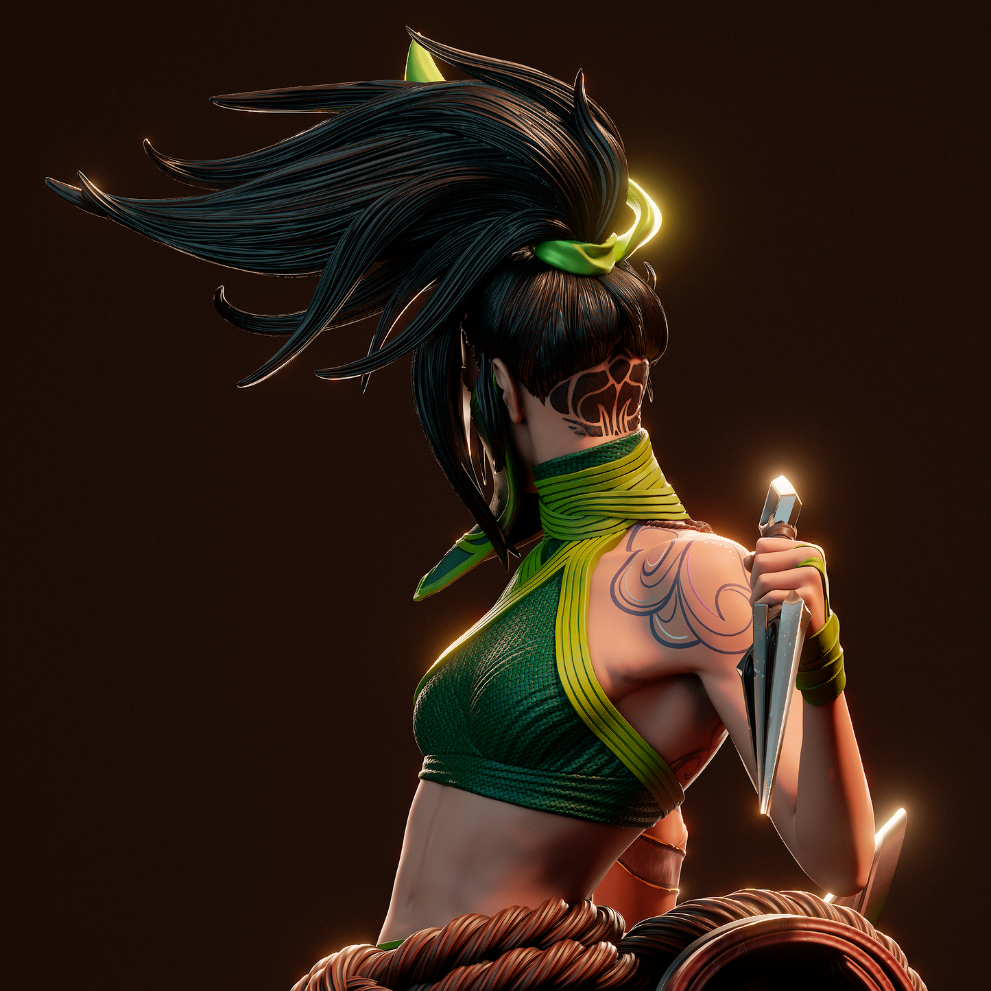Akali style Shadow Assassin Girl resin kit – Unpainted 3D Printed Model kit