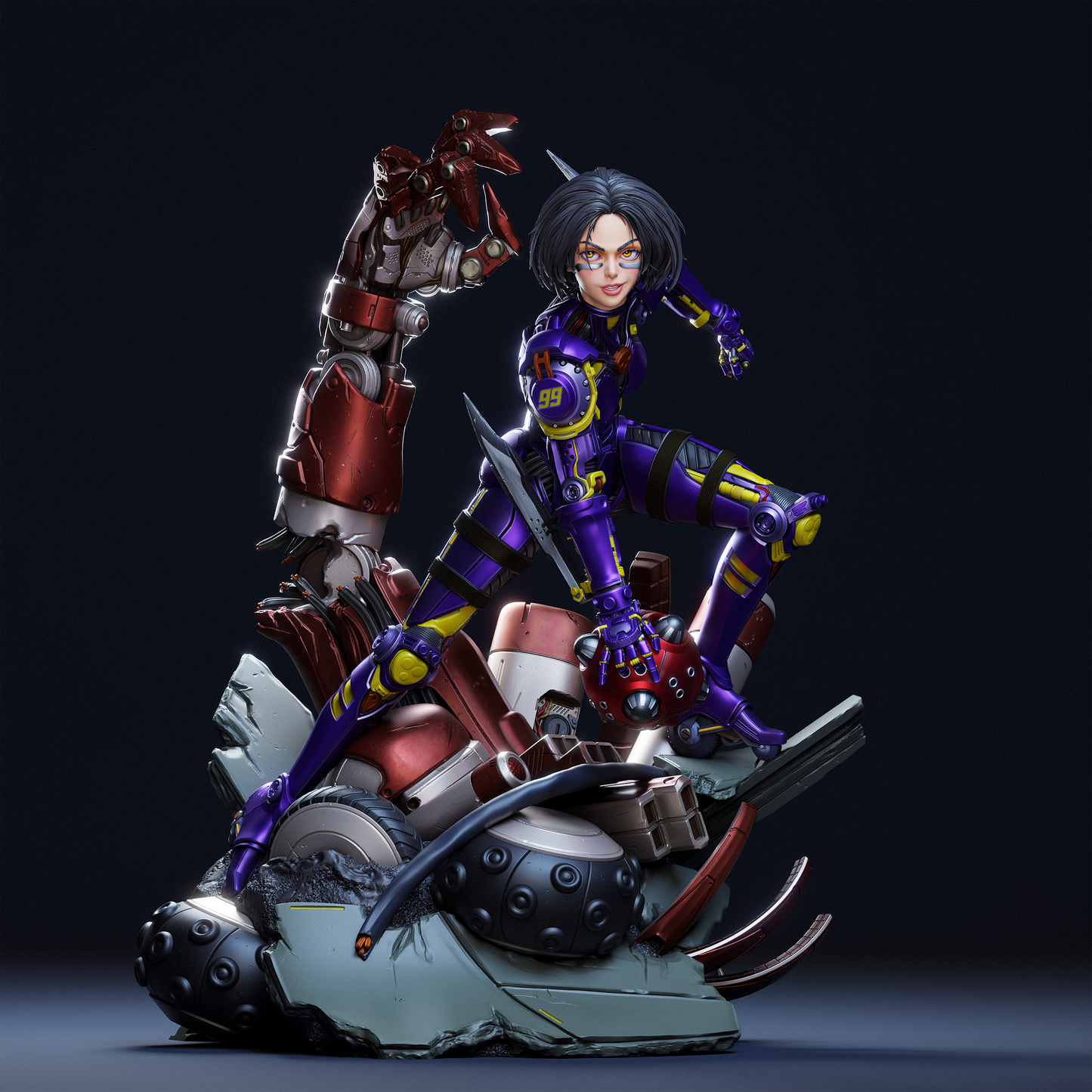 Alita style Cybernetic Warrior Derby Girl resin kit – Unpainted 3D Printed Model kit