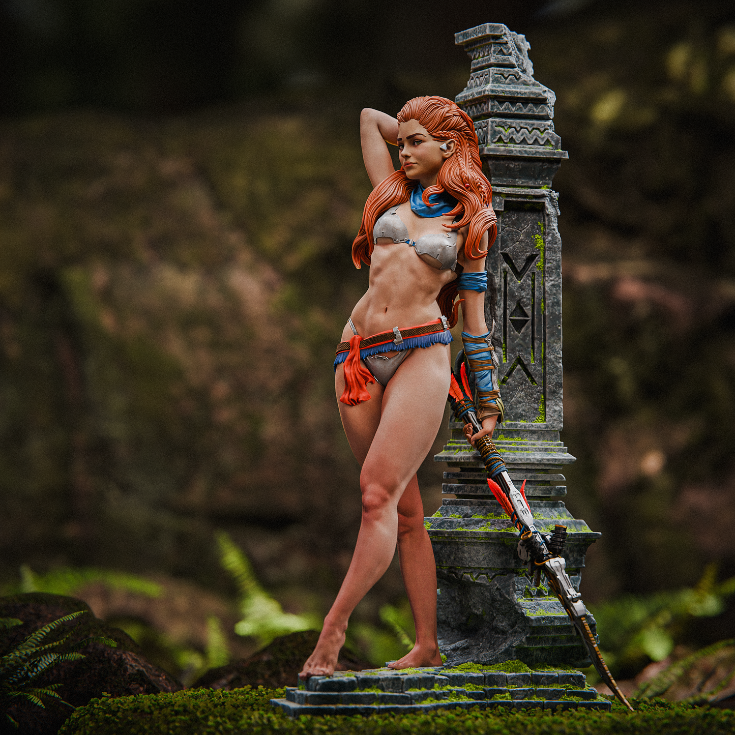 Alloy style Post-Tech Huntress Girl resin kit – Unpainted 3D Printed Model kit