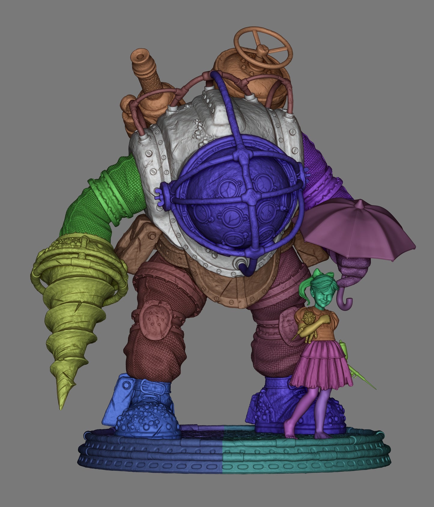 Big Daddy & Little Sister Style Protector Duo – Unpainted 3D Printed Model Kit
