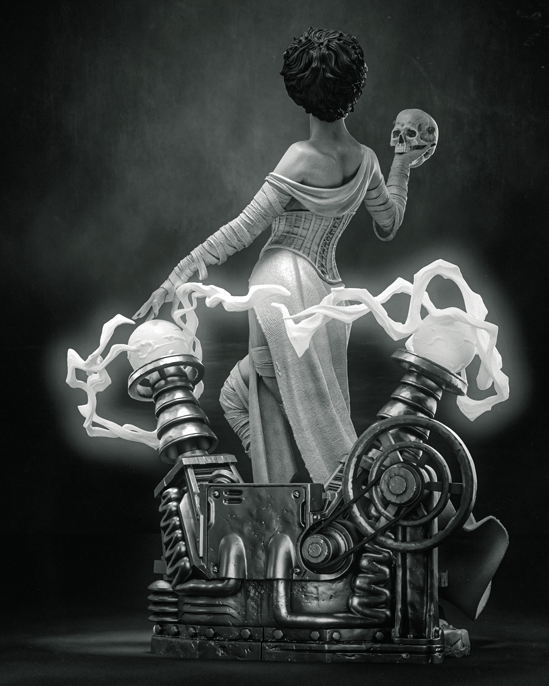 Bride of Frankenstein Style Universal Monsters Unpainted Resin Garage Kit (1/6-1/12)