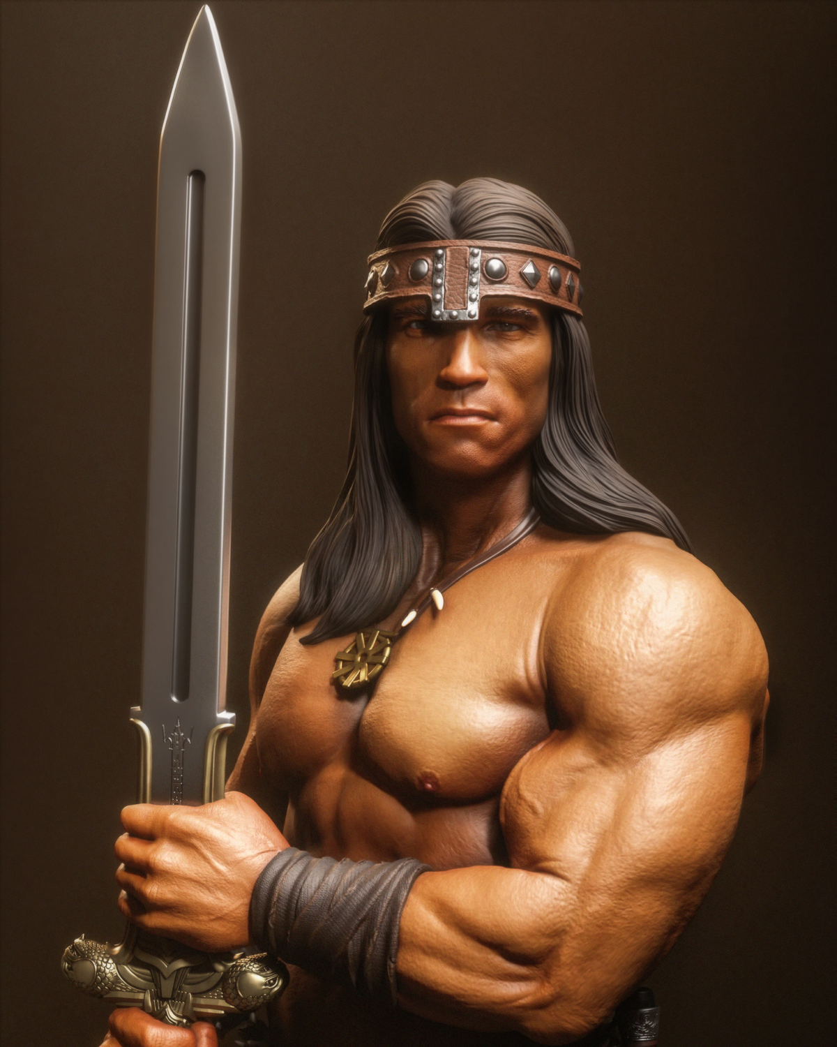 Arnold Conan Style Barbarian Warrior Unpainted Resin Garage Model Kit (1/6-1/12)
